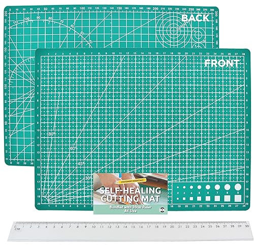 SOL 1pk Self-Healing A4 Cutting Mat and 30cm Ruler - 21cm x 30cm Durable Self Healing Cutting Mat for Sewing - Precision Crafting - Non-Slip and Spacious Design - Bulk Pack for Versatile Use