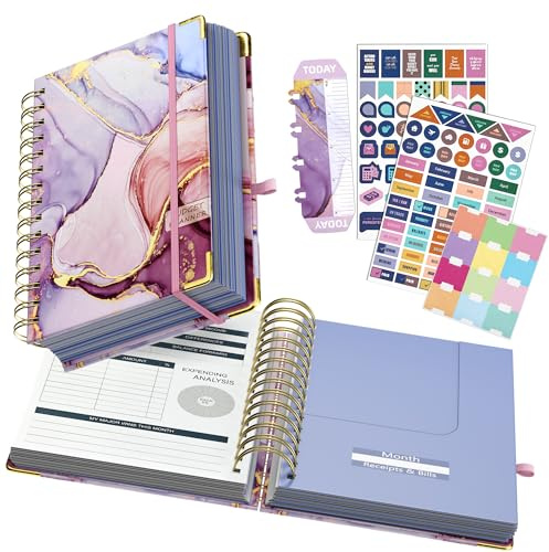 Ospelelf Budget Planner - Budget Book with Bill Organizer and Expense Tracker, 12 Month undated Budget Planner/Account Book to Take Control of Your Money, Start Anytime(Pink Marble)