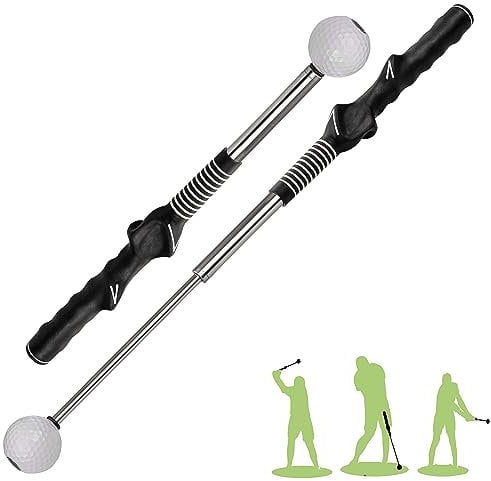 Retractable Golf Swing Training Aid, Golf Grip Trainer & Golf Swing Trainer for Warm-up, Right-Handed Golf Club for Indoor Practice, Golf Accessories - Strength & Tempo Training for Chipping Hitting
