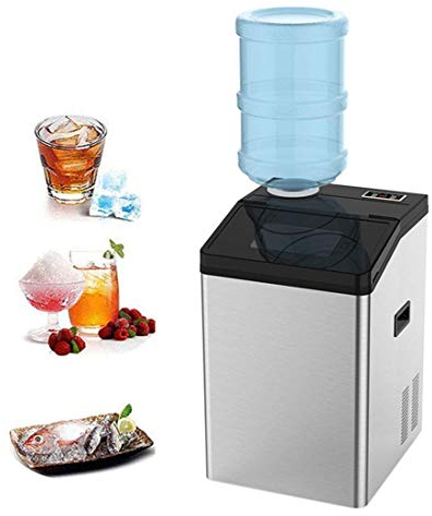 2 in 1 Automatic Ice cube Maker, 55 Kg Ice/24 h Portable Small Counter Electric Home Use Kitchen Bars Coffee Shop Tap/Bottled water