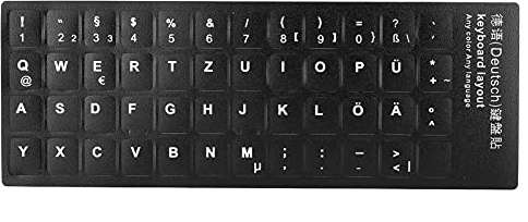 SYH&AQYE Deutsche Tastaturaufkleber, Tastaturabdeckung für Alle 10-17 Zoll Laptop Desktop PC Tastaturen, Ersatz Tastaturschutz mit Schwarzem Hintergrund und Weißer Beschriftung