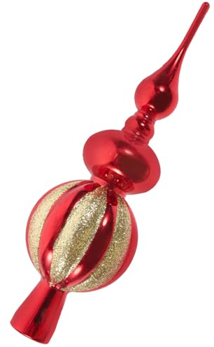 Artibetter Christmas Tree Topper Unique plastic Xmas Tree Finials Hand-painted Treetop plastic Season Decorations, Beautiful, Classic Christmas Tree Hanging Ornaments Red