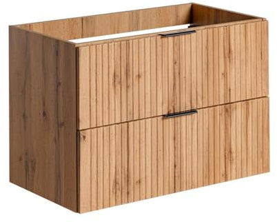 Vente-unique-Mueble de baño Flotante bajo Lavabo - Natural Claro - 80 cm de Ancho - ZEVARA