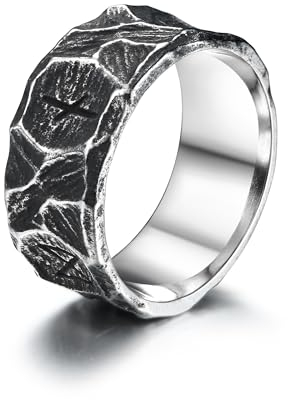 GTHIC Stainless Steel Viking Rings for Men Women Punk Vintage Band Ring Nordic Runes Amulet Ring Jewelry Gift for Couple, Size 11