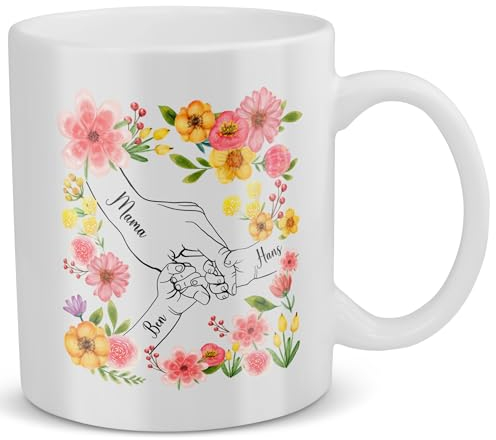 22Feels Mama Geschenk Personalisierte Tasse Muttertag Hände Halten Geburtstag Frauen Mutter Weihnachten Kaffeetasse Selber Gestalten Haferl Eltern Geschenkidee