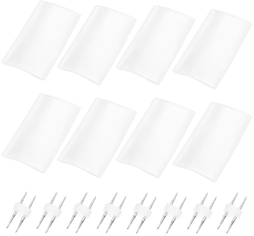 LT Easiyl 8 Paar Lichtschlauch 2-Draht-Installationszubehör Kupplung mit Schrumpfschlauch 2-Polige RGB-LED-Lichtleisten-Anschlüsse für 10–12 mm Lichterketten