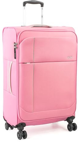 A2B Leichter Koffer – Softshell-Gepäck mit 8 Spinnrädern, ideal für Reisen, Kreuzfahrten, Züge, Hotelaufenthalte, Aufenthalte, Villen und Ferien im Ferienhaus, Pink/Hellgrau, M, Gepäck mit weichen