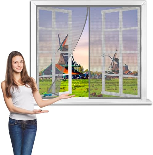 Finestra da interno economiche 90 x 65 cm Zanzariere per porte finestre a Tenda per portone esterno magnetica Zanzariere magnetica portafinestra portone Cucina, Porta Scorrevole【Grigio】