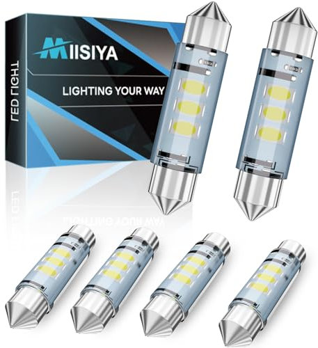 Miisiya 44mm Festoon LED Bulb C5w LED Bulb Canbus Error Free 3030 9-18V White Interior 578 211-2 212-2 579 214-2 569 for Car Interior Dome Light Number Plate LED Bulbs(6PCS)