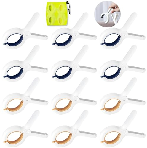 GAOHAN 12 pcs Towel Clips for Sun Loungers,Plastic Beach Towel Clips | Large Strong Grip Clothes Pegs,Large Beach Towel Clips for Sun Loungers,Laundry,Pool Chairs,Sunbeds