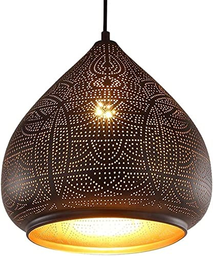 Lámpara de araña moderna, lámpara colgante turca marroquí, lámpara colgante industrial vintage, lámpara de techo árabe porosa, iluminación colgante para isla de cocina, restaurante, vestíbulo (color: