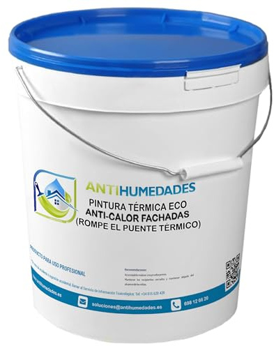 ANTIHUMEDADES Peinture thermique pour façades 15L, Blanche - Isolante et performante. Abaisse la température intérieure du bâtiment et réfléchit le rayonnement solaire
