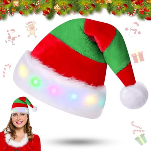 Qunkun Weihnachtsmütze Plüsch Nikolausmütze, Warm Fellrand Erwachsene Nikolausmütze, Plüsch Nikolaus Mütze Weihnachtliche mit Doppeltem Samt, für Weihnachts Weihnachtsfeiern, für Männer, kinder (rot)