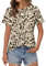 EFFAN Womens Summer Longline Pleated Floral Tops Short Sleeve Casual T-Shirts Ladies Vacation Dressy Loose Fit Blouses, Apricot Floral, XL