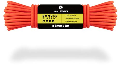 Kamu Synber Corda Elastica 8mm x 5m Cordino Elastico Corda Gomma per Teloni, Camion, Barca, Bagagli, Piscina | Arancione