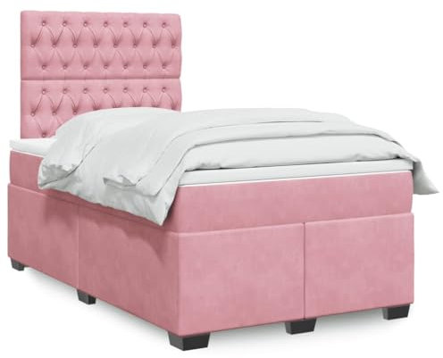 AJJHUUKI Betten & Zubehör-Betten & Bettrahmen - Boxspringbett mit Matratze Rosa 120x200 cm Samt