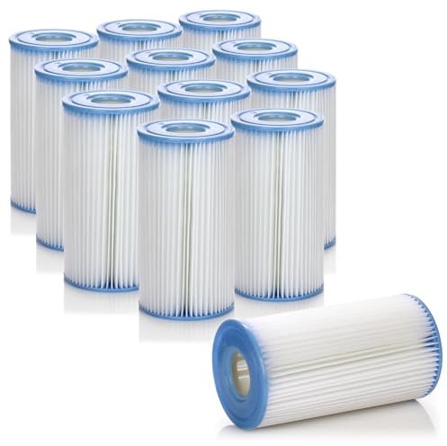 com-four® 12x Filterkartusche Typ A - Filter universell passend für Swimming-Pool-Pumpen - Ersatz-Kartusche für 603, 604/G, 637R, 638R/G, 635T, 636T/G (Typ A - 12 Stück)