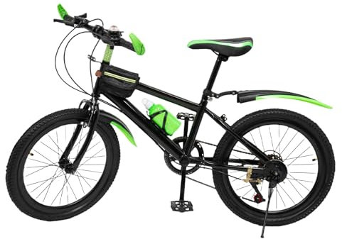 DAOHHFO 20 Zoll Kinderfahrrad, 7 Gang Premium-Mountainbike Doppelscheibenbremse Jungen Mädchen Fahrrad Höhenverstellbar MTB Bike mit Wasserbecher-Halter und Kompass-Glocke (Grün) -Ideal für Kindertag!