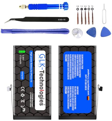High Power Ersatzakku kompatibel mit iPhone 13 | GLK-Technologies Battery | accu | 3700 mAh Akku | inkl. Profi Werkzeug Set Kit NUE