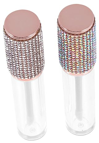 DEARMAMY 2 Stück Tragbare Lippenstifthülsen mit Diamantmuster aus Abs Waschbare Leere Lipgloss Flaschen für Selbstgemacht Lippenpflege Unterwegs Zufällige Farbe