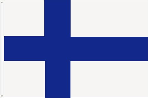 FLAGGE FINNLANDS (SUOMEN LIPPU/SINIRISTILIPPU) HOCHWERTIG SEIDENSATIN QUALITÄT. GRÖßE VON 150X90 CM