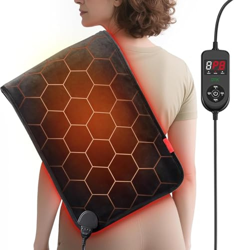 InVarme Far Infrared Heating Pad: 2X Carbon Fiber 3X Deeper Heat for Back Neck Shoulders Pain & Period Cramps – Graphene 3S Fast Heat – Soft Warm Plush Fabric for Women with 4H Auto Off– 12 x 24