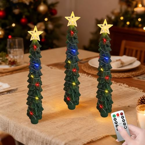 LED Kerzen Weihnachtsbaum 3 Stück Weihnachtsbaumkerzen Flammenlose Kerzen Stabkerzen Grün Weihnacht Deko Kerzen für Winter Home Tannenbaum Deko Weihnachten Hochzeitsdekoration