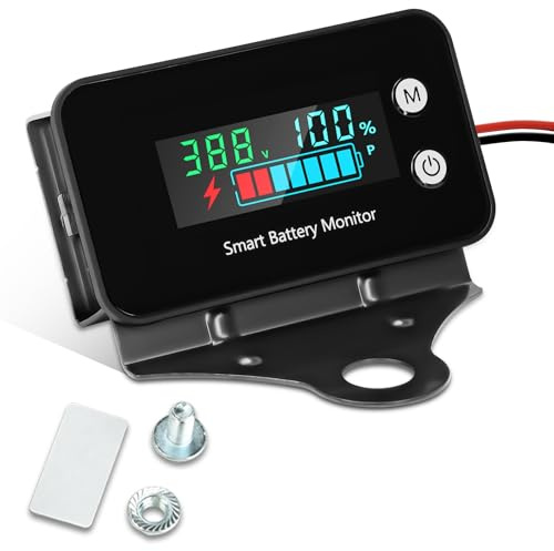 diymore 12V Battery Monitor, DC 12V - 72V Battery Indicator Meter Waterproof IPX7, Voltage & Capacity Indicator for Car, RV, Marine,Motorcycle Battery Monitor,With Temperature and Alarm Function