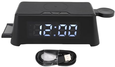 Topiky 6 in 1 Wireless Charger with Alarm Clock Time Temperature Display, Wireless Charging Station for Multiple Devices, Charger Dock for Phone Headphone Watch