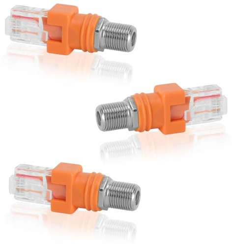 3PCS F-Buchse auf RJ45 Stecker, Coax to Ethernet Adapter für Leitungstester | RF auf RJ45 Konverter Koaxialkabel, Zylinder Signal Konverter, für Leitungstester, Kabelsucher, DSL Adapter