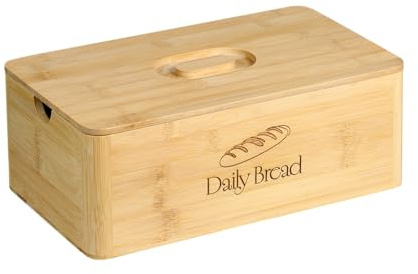 KESPER | Brotkasten mit Schneidebrett, Material: FSC®-zertifizierter Bambus, Maße: B: 32 x H: 12,5 x T: 20 cm, inkl. Brett 32 x 20 x 1 cm | 58583