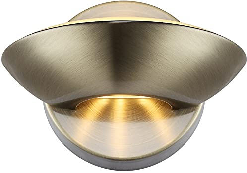 LED Wandlampe Messing auf und ab Beleuchtung Wandstrahler Wandleuchte Flurlampe (Wand Spot, Wohnzimmer Leuchte, Wandbeleuchtung, Schlafzimmer, 16,5 cm, inkl. Leuchtmittel 2 flammig, warmweiß)