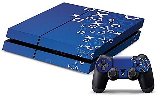 Morbuy PS4 Skin Vinyl Autocollant Decal Sticker pour Playstation 4 Console + 2 Dualshock Manette Set Skins (Bleu XO)