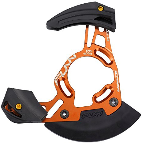 Funn Zippa DH MTB Chain Guide, ISCG05 Mount, 32T-38T (Orange) | CNC AL6061 backplate, integrated bash guard, 1x drivetrain, BB adapter option, downhill, 175g