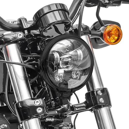 Craftride LED 5,75 Zoll Hauptscheinwerfer für Harley Davidson schwarz LED-Scheinwerfer Frontscheinwerfer Scheinwerfer Dyna Softail Sportster Cross Bones forty eight 48 1200 Custom Superlow low rider