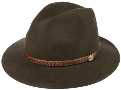 Lipodo Outdoor Traveller Wollfilzhut mit Garnitur Outdoorhut Made in Italy Herren Herbst Winter Oliv 61 cm