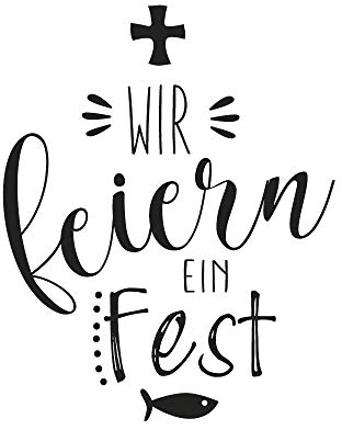 Rayher Hobby 29115000 Holzstempel Wir Feiern Fest, 6 x 7 cm, Textstempel für Einladungen bei Hochzeit, Taufe, Kommunion, Konfirmation, Butterer Schrift-Stempel, Braun