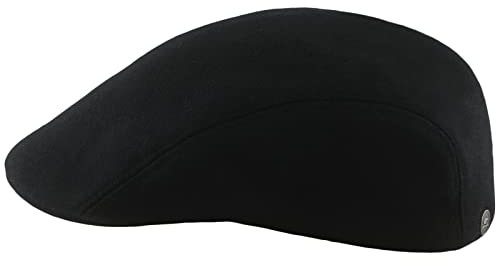 Sterkowski Modell Norte | Wolle Schiebermütze Herren | Flatcap Winter Schirm Gatsby Golf Mit Ohrenklappen 55 cm Schwarz