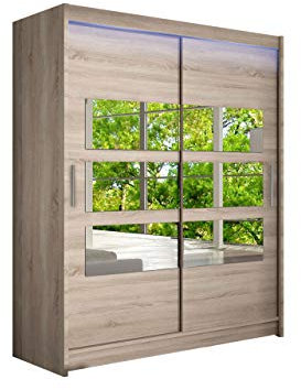 Mirjan24 Westa VII Armoire à Portes coulissantes avec Miroir, Placard Moderne pour Chambre à Coucher, Porte coulissante