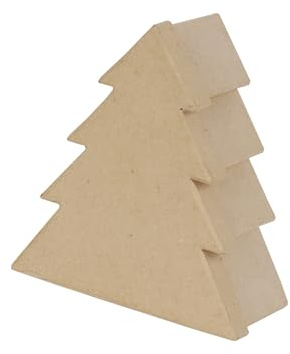 Décopatch BT058C Schachtel (aus Pappmaché, Größe S, 8 x 18,5 x 20 cm, zu Personalisieren, 1 Stück, Tannnenbaum, Box Tannenbaum S