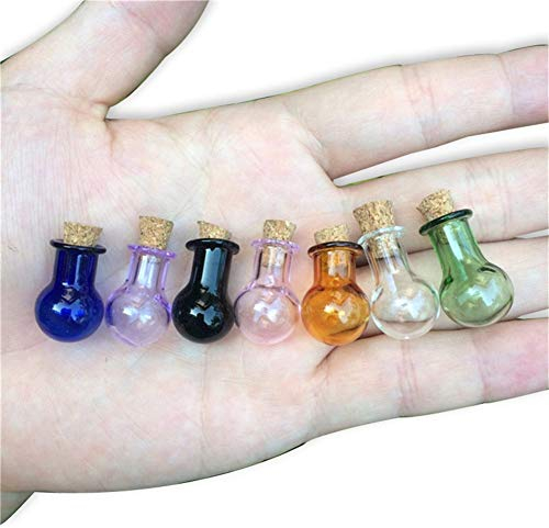 Jarvials Mini Fiole en Verre Bouteilles Mignonnes avec des Couleurs de Liège Flacons Cadeau Petites Bouteilles des Bouteilles Mélanger 7 Couleurs (7pcs / Lot/Forme de L'ampoule)