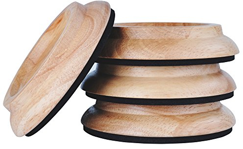 Upright Piano Caster Cups,Premium Qualität Hartholz Piano Caster Pads Möbel Bein Pad Set von 4, mit Anti-Rutsch-Feuchtigkeit-Beweis & Anti-Noise-Filz-Pads für Hartholz Bodenschoner (Naturholz)
