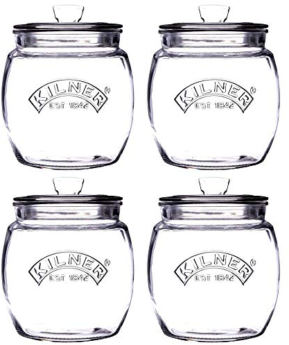 Kilner Preserving Push Top Curve Jar 0.85 Litre Clear/Transparent (Pack of 4)