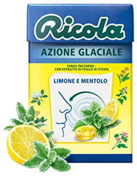RICOLA LIMONE e MENTOLO box da 20 astucci | La Ricola più forte di sempre con una dose extra di mentolo e limone | Senza glutine, senza zuccheri aggiunti, dolcificata con stevia
