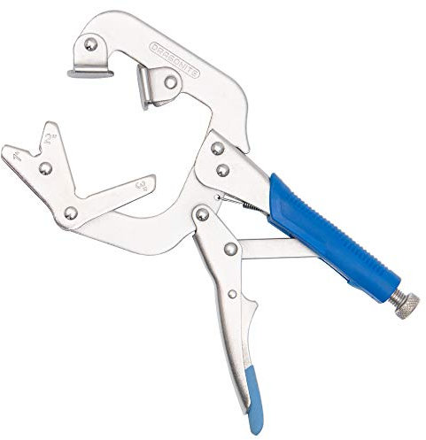 DRAGONITE 10 inch Welding Pipe Plier, Locking C-clamp with Large adjustable V Pads, Fast Release and Ergonomic Grip, Clamping 1”, 2” and 3 three different thicknesse