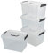 Jandson Plastic Latch Storage Box 10 L, 4 Packs, Clear