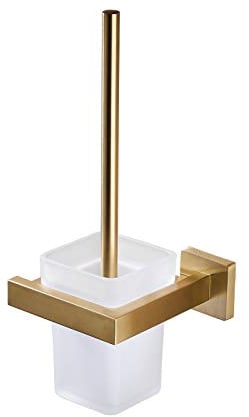 Toilet Brush SUS304 Stainless Steel Rustproof Modern Style Wall Mount Brushed Gold Finish GT21109BG