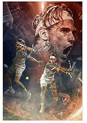 Dominic Thiem Poster Tennis Wandkunst 8 Leinwand Schlafzimmer Dekor Bild Drucke Büro Wohnheim Zimmer Dekor Geschenke 30 × 45 cm