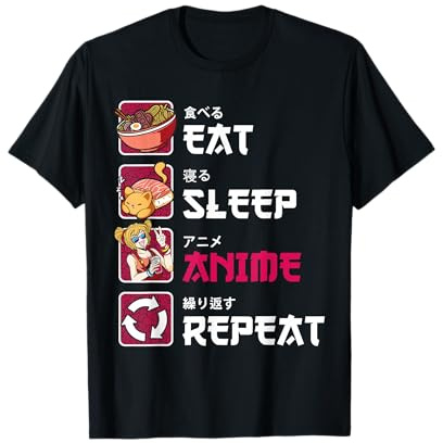 Eat sleep Anime repeat tshirt cute Manga Japanese Anime fans T-Shirt