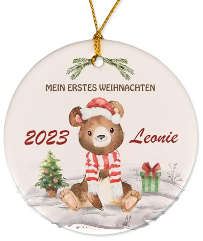 Feenstaub Weihnachtsschmuck Erstes Weihnachten Baby, personalisierbarer Christbaumschmuck Keramik-Anhänger, Geschenk Weihnachten Baumschmuck mit Namen, besonderer Weihnachtsbaumschmuck